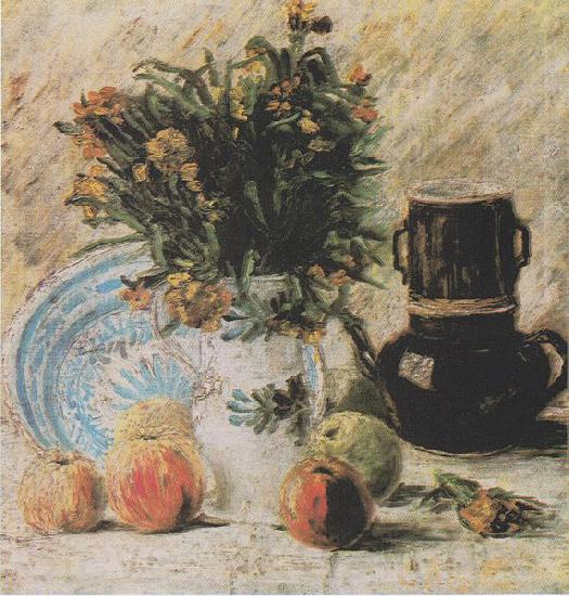 Vincent Van Gogh Vase with Flowers, Coffeepot and Fruit France oil painting art